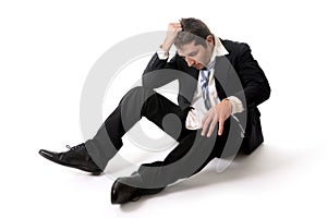 Young Business Man in Stress on the floor