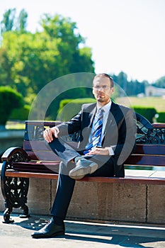 Young business man waiting for meeting