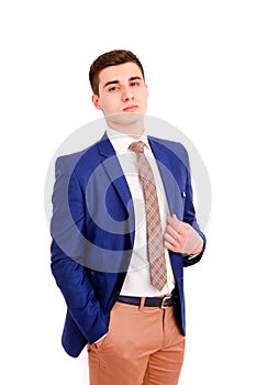 Young business man on a white background