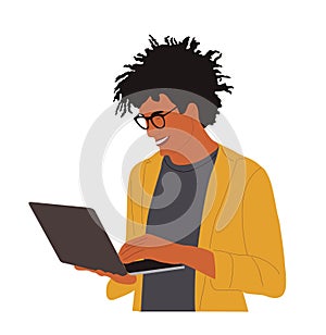 Young business man working with computer vector.