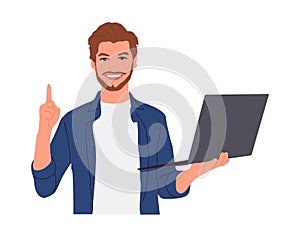 Young business man working with computer vector.