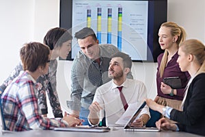 Young business people group on meeting at modern office