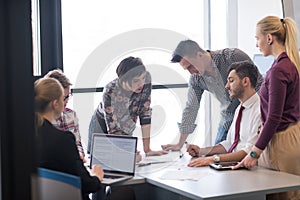 Young business people group on meeting at modern office