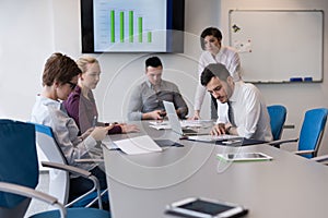 Young business people group on team meeting at modern office