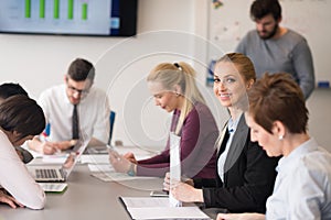 Young business people group on team meeting at modern office