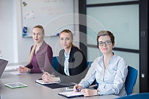 Young business people group on team meeting at modern office