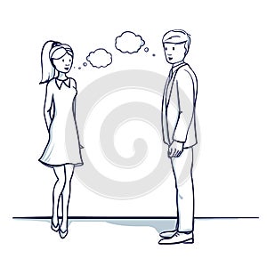 Young business people: a man and a woman are talking.