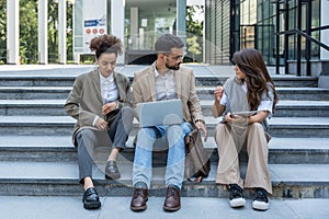 Young business people professional lecturers work on the education of employees in companies for trade and product placement on