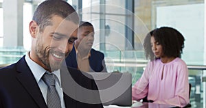 Young business people working in a modern office