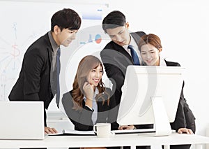 Young business team discuss in office