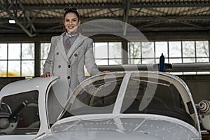 Young Business Woman Boarding Private Plane