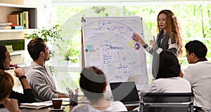 Young business woman giving presentation on future plans