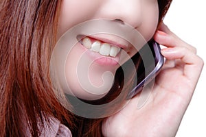 Young Business woman happy speaking mobile phone
