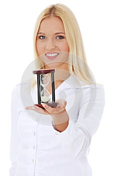 Young business woman with hourglass