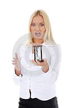 Young business woman with hourglass