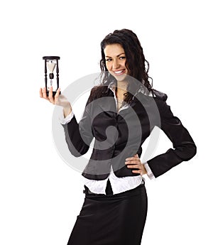 Young business woman with hourglass