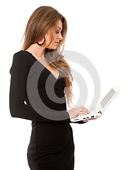 Young business woman with laptop