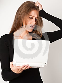 Young business woman with laptop