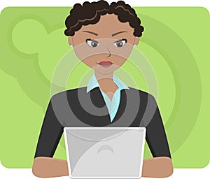 Young Business Woman at Laptop