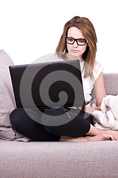 Young business woman with laptop