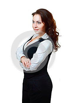 Young business woman looking away