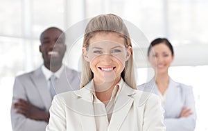 Young Business woman smiling at camera