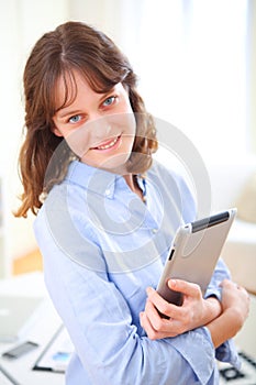young business woman with a tablet