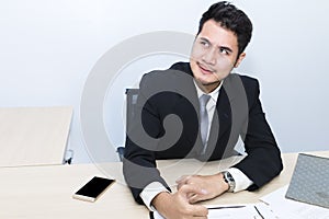 Young businessman is 20-30 years old strain and worry at office