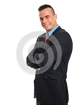 Young businessman with abdomen