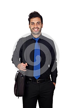 Young businessman with a briefcase for laptop photo