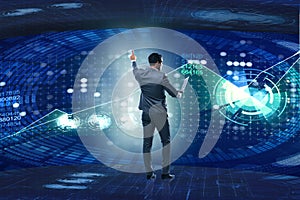 The young businessman in data mining concept