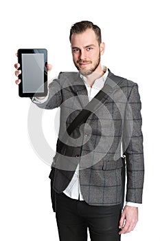 Young businessman with digital tablet