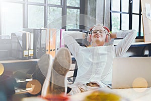 Young businessman handsome taking relax time