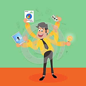 Young Businessman with infographic elements.