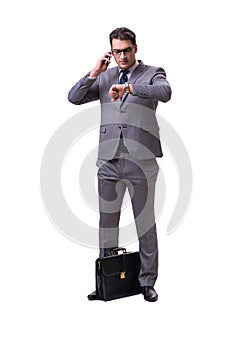 The young businessman isolated on white background