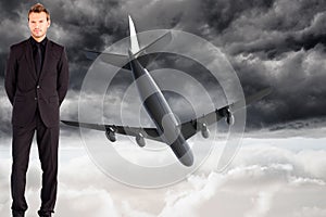 Young businessman looking at the camera