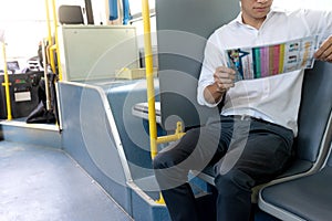 young businessman passenger use time in the bus