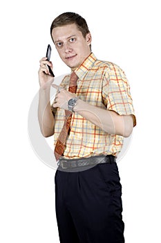 Young businessman on phone