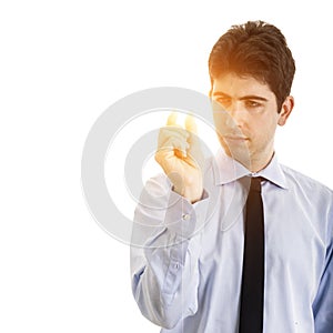 Young Businessman with shining light