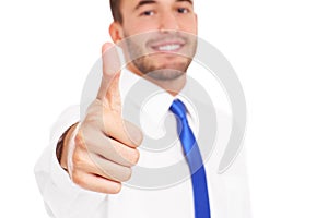 Young businessman showing ok sign