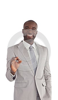 Young Businessman showing Ok sign