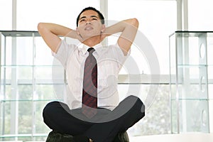 Young businessman sit in office