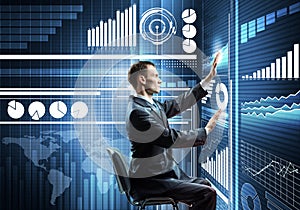 Businessman using media interface