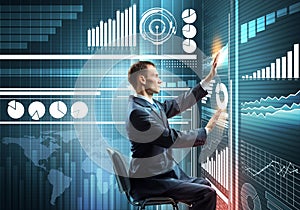 Businessman using media interface