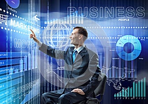 Businessman using media interface