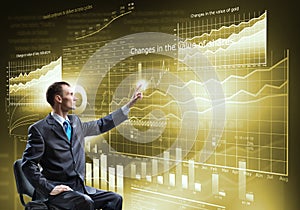 Businessman using media interface