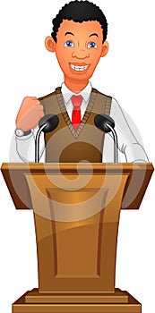 Young businessman speak at the podium