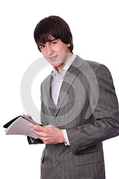 Young businessman or student with notepad