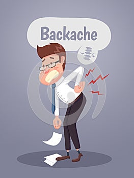 Young businessman suffering from back pain