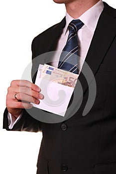 Young businessman taking bribe